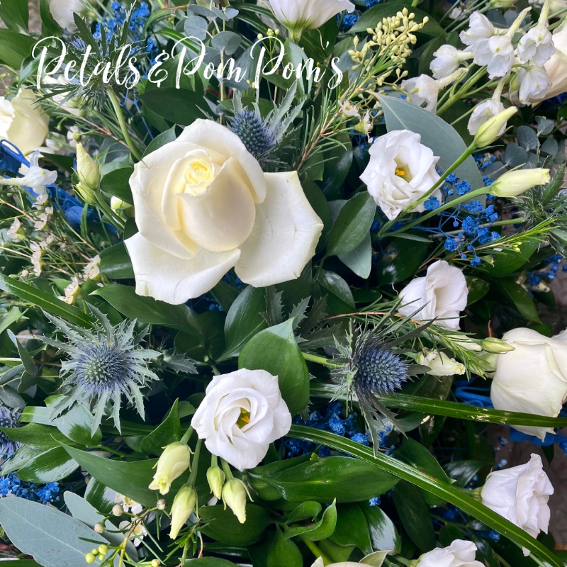 Blue & White Coffin Spray