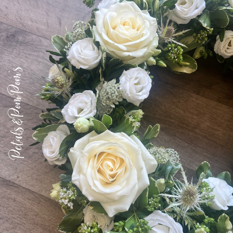 White meadow wreath