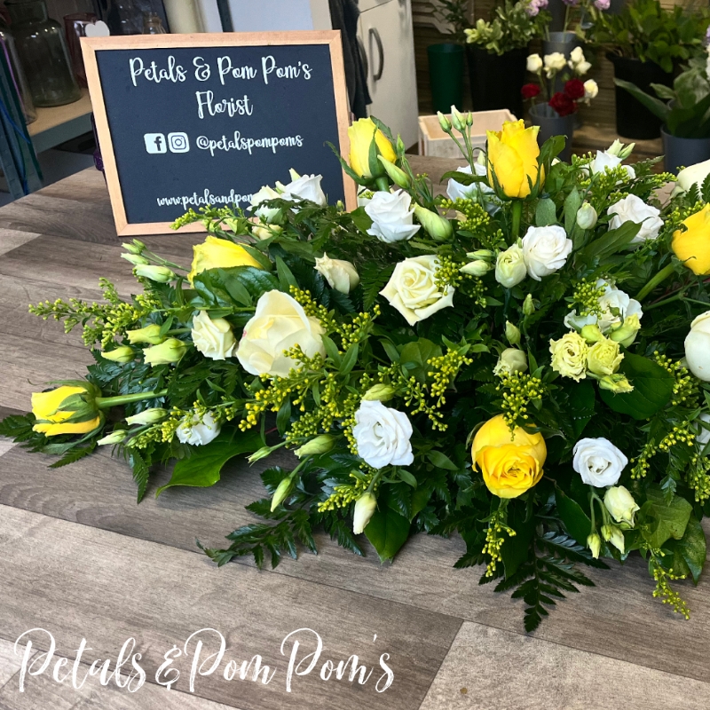 Yellow & White Coffin Spray