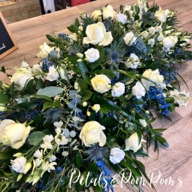Blue & White Coffin Spray
